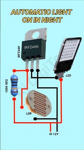 automatic light on in night. ldr sensor #ldr #ldrsensor #yt #rjdigitec