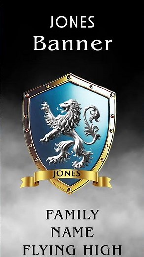 Jones Family Crest | Silver Lion on Blue Shield | 24 Sec Short #history #familycrest #booktok