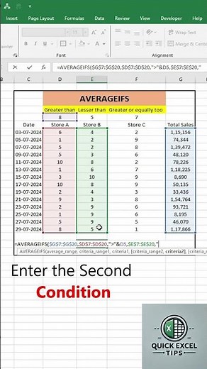 Master the AVERAGEIFS Function in Excel! 🎯 #ExcelTips, #AVERAGEIFS, #ExcelFormulas, #QuickExcelTips