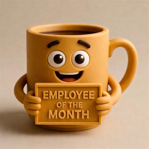 3D Printable Funny Coffee Mug STL File • Cartoon "employee of the Month" Cup (digital Model) - Etsy