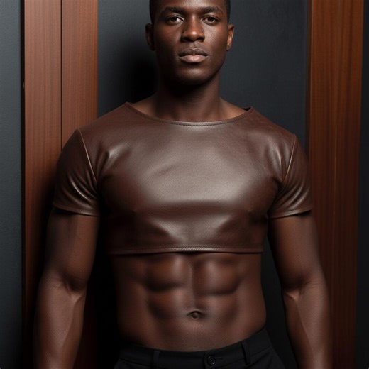 Leather Muscle Shirt Fitted Cut Sheepskin Top | Minimal Short Sleeve Chest Tee | Sculpted Bodywear Essential | Modern Statement Wear - Etsy