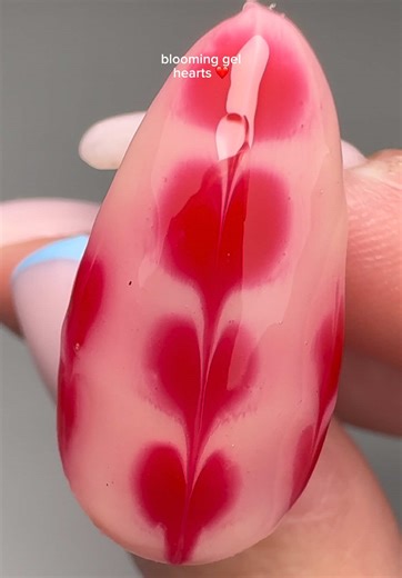 Blooming Gel String of Hearts Nail Art for Valentine's Day
