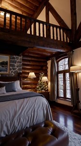Cozy Rustic Mountain Cabin Bedroom & Living Room Tour | Luxury Log Home Design, Winter Chalet Aesthetic, Wood & Stone Interior Decor, Warm Lighting, Hygge Cabin Vibes | Home & Decoration