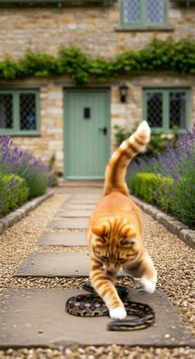 Will the cat chase the python away from the backyard showdown now #pets #snake #catvssnake