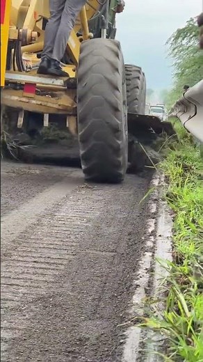 🚜 Motor Grader Scraping Damaged Asphalt Road Edge