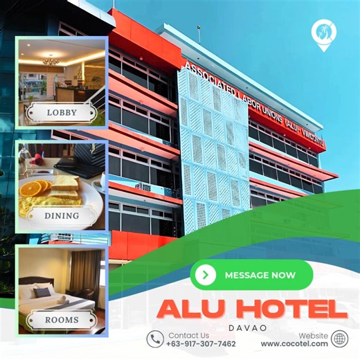 ✨ Discover Davao, Stay in Comfort ✨ 🏨A city adventure, or a foodie trip around Davao’s best spots, Alu Hotel Davao is a perfect place to call your home away from home. 🏨 📍 Centrally located, giving you easy access to must-visit attractions, shopping, and dining. 🛏️ Cozy and well-appointed rooms designed for comfort. 💼 Business-friendly facilities for work and meetings. 🌟 Warm hospitality that makes every stay feel personal. 💙Book your stay today and experience Davao the Alu way! 👉 Messag