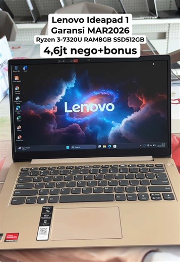 Nih laptop office masih garansi sampe MAR 2026, chipsetnya juga ngga kaleng-kaleng. Lenovo Ideapad 1 cuma 4,6jt nego bonus loo. Mau cicilan atau tukar tambah laptop lamamu bisa Pengen beli tapi jauh? Tenang kita ada Shopee kok Langsung aja ke toko atau chat WA nomer/link ada di bio ya #laptoplenovosecond #laptopsecond #laptopmurah #laptopsemarang #laptopbekas