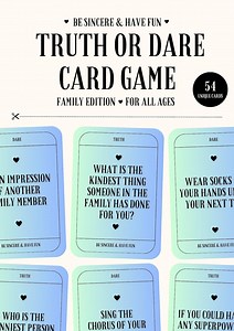 Family Truth or Dare Card Game: Printable Conversation Starter (PDF) - Etsy