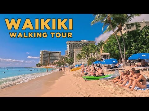Waikiki Walking Tour 4K 🌴 Beach & Street Walk | Relaxing Hawaii Walk
