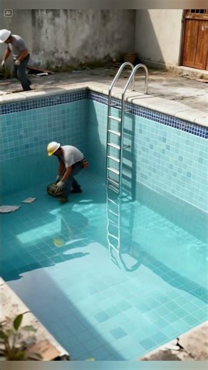 “From Cracked to Crystal Clear: Pool Restoration” #beforeafter #shorts #pooltransformation #ytusa