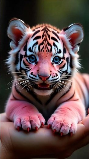 Pink tigers aren’t real—this cub is a magical creation to spark your wild imagination! 🐯✨