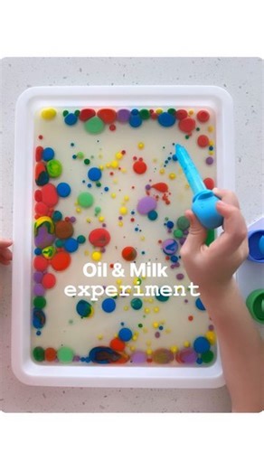 Rozanne | Bright Little Brains | We loved this cool and colorful Oil & Milk density Experiment! 🙌🏻 Comment “GET” for a 🔗 to a similar Test Tube and droppers stand set.... | Instagram