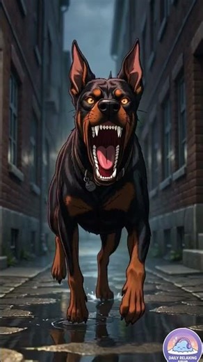 Aggressive Doberman Barking 😱 | Ghibli Style Dog Animation #shorts #dog #animalsound #shortsfeed