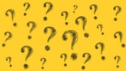 Question marks on yellow. Ask for help. FAQ concept. Asking questions.