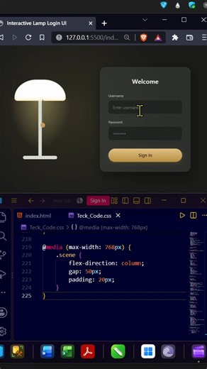 Animated Login Form Lamp Light UI HTML CSS JS | #html #css