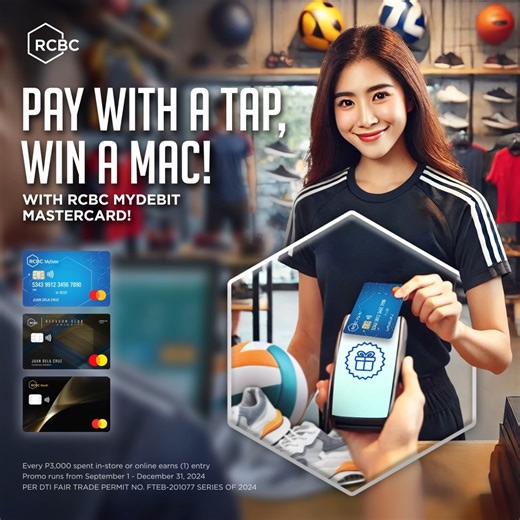 Every P3,000 spend with RCBC MyDebit Mastercard gets you closer to winning a 2020 M1 Macbook Air. 💻 Keep using MyDebit Mastercard online or in-store to get more chances of winning! For more information, inquiries, or complaints, you may contact the following: RCBC Customer Care | 8877-7222 | customercare@rcbc.com Rizal Commercial Banking Corporation (RCBC) is regulated by the Bangko Sentral ng Pilipinas (BSP) Deposits are insured by PDIC up to P500,000 per depositor. | RCBC