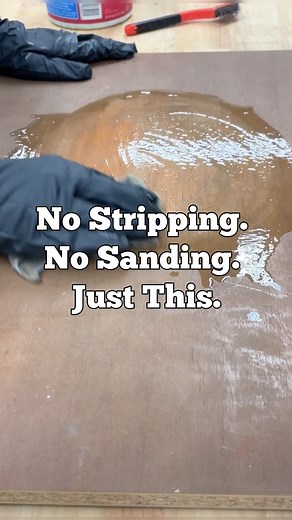 Julia | Furniture Flipping | DIY Projects on Instagram: "You can take old stain off in five minutes 👀 No sanding, no stripping, no joke. I apply generously, let it sit for a minute, then wipe. No scrubbing, no mess, no plastic wrap. Comment MAGIC and I’ll DM you the full method! #furnitureflip #furniturerestoration #diyfurniture #refinishedfurniture #upcycledfurniture #beforeandafter #diyprojects #budgethomeimprovement #homeproject #easydiy"