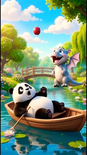 Panda belly apple trick?🤔#cute #funny #panda