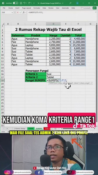 Rumus SUMIFS Excel Simpel untuk Pemula