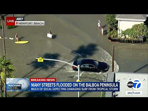 High tide from Tropical Storm Rachel floods several Newport Beach streets
