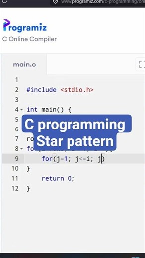 C programming star pattern #coding #programming