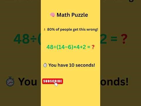 80% People Get This Math Puzzle Wrong 😱 | 48 ÷ (14 − 6) × 4 + 2 = ? | Can You Solve It?