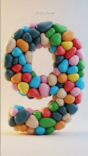 Number 9 to 0 | Colorful Pebble Style | 3D Counting Visual Timer #countdown #timer #shorts