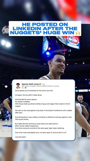 Some wins just have to be shared with your network 🫡 (via Denver Nuggets, Spencer Keith Jones/LinkedIn) | NBA on Prime