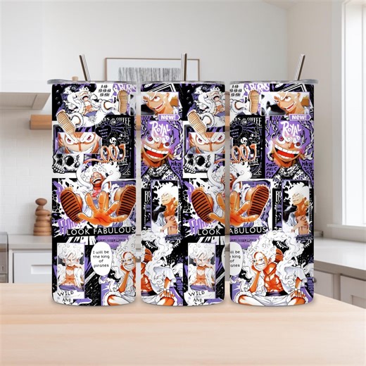 One Piece Anime Tumbler | Manga Collage Stainless Steel Cup - Etsy