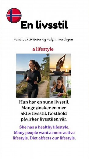 Learn Norwegian: En livsstil. #norwegianvocabulary #learnnorwegian #norwegianlanguage