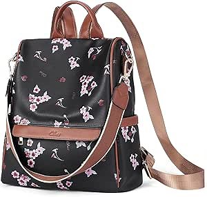 CLUCI Womens Backpack Purse Fashion Leather Ladies Travel Large Designer Convertible Shoulder Bags Black Floral