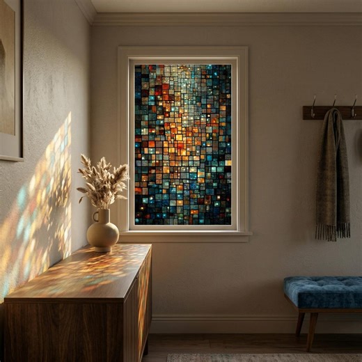 Custom Size Stained Glass Window Film, Mosaic Privacy Window Cling, Static Cling Window Decal for Home Decor, Non-adhesive Glass Sticker - Etsy