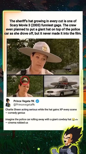 In Scary Movie 3 (2003) Charlie Sheen – The Sheriff’s Hat Secretly Gets Bigger Every Cut 😂🎩