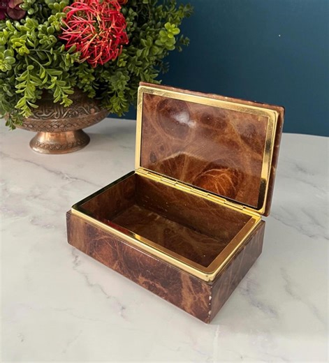 Vintage Red Alabaster Jewelry Box, Brass Mounted Stone Trinket Box, Italian Style Vanity Storage - Etsy