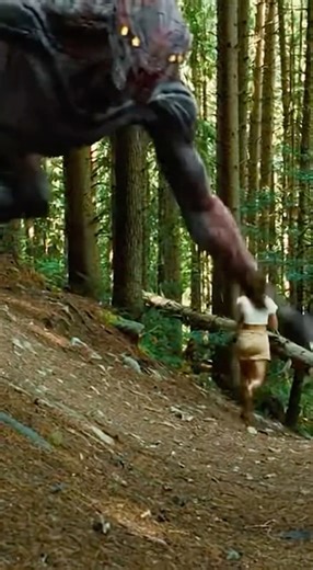 A young girl faces a bizarre giant monster in the forest.#monster #movie #ai #girl
