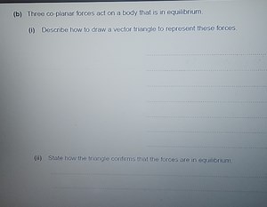 Three co-planar forces act on a body that is in equilibrium.(... | Filo