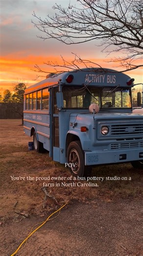Blue Bus Ceramics on Instagram: "Proudly made and rooted in North Carolina! • #bluebusceramics #pottery #ceramics #smallbusiness #clay #skoolie #bus #northcarolina #handmade #oxfordnc #local #localbusiness"