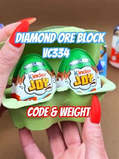 🟦 Kinder Joy Minecraft ASMR Unboxing Diamond Ore Block VC334 Code & Weight!