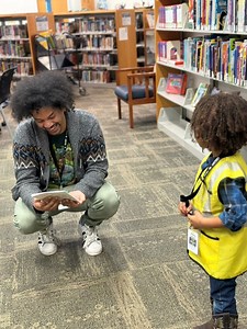 We were delighted to host “Workman MJ” for Workman Wednesday with special guest Mychal Threets! We loved showing them a little behind-the-scenes of the library! We hope you’ll visit us again soon! | Timberland Regional Library