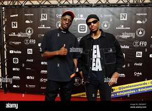 Junior Vertongen, winner of the award for 'Best new talent' and a friend pictured during the award ceremony for the Jamies, the Flemish online video awards, during the 14th edition of the Oostende Film Festival, in Oostende, Wednesday 09 March 2022. BELGA PHOTO KURT DESPLENTER Stock Photo - Alamy