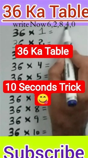 36 Ka Table! 36 Ka Pahada! 36 Times Of Table Fast Multiplication Trick! #math #shorts #viral #table