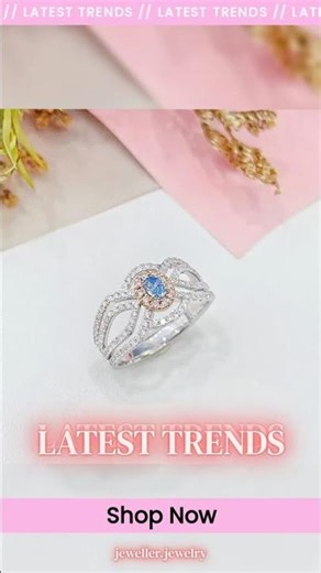 18K Gold White and Blue Diamond Oval Cluster Hollow Arm Ring | Luxury Jewelry