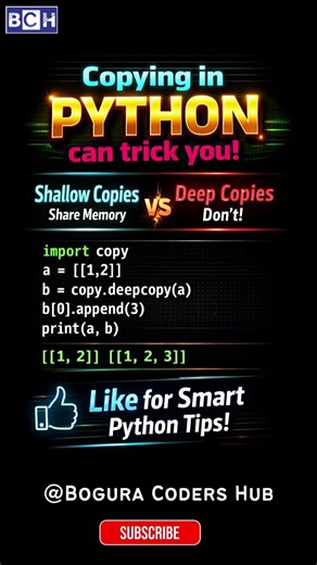 Python Copy Trap 😱 | Shallow vs Deep Copy in 08 Seconds | That’s the Shallow vs Deep Copy trap! |