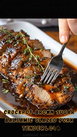Handmake Recipes on Instagram: "Crockpot Brown Sugar Balsamic Glazed Pork Tenderloin 🍖🍯🥄 | Protein 36g Tender, juicy pork slow-cooked to perfection and drenched in a rich brown-sugar balsamic glaze—this melt-in-your-mouth dish tastes gourmet with almost no effort! 📝 Ingredients: ✦ 1–1.5 lb pork tenderloin ✦ 1/2 cup chicken broth ✦ 1/4 cup brown sugar ✦ 1/4 cup balsamic vinegar ✦ 2 tbsp soy sauce ✦ 1 tbsp Dijon mustard ✦ 3 cloves garlic, minced ✦ 1/2 tsp black pepper ✦ 1/2 tsp salt ✦ Fresh th