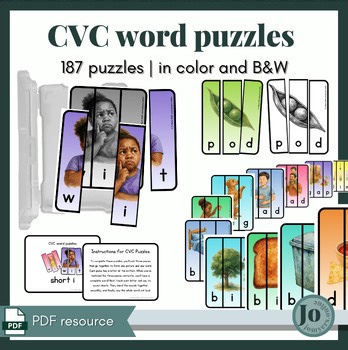 187 CVC Word Puzzles | Short A | Short E | Short I | Short O | Short U | PDF