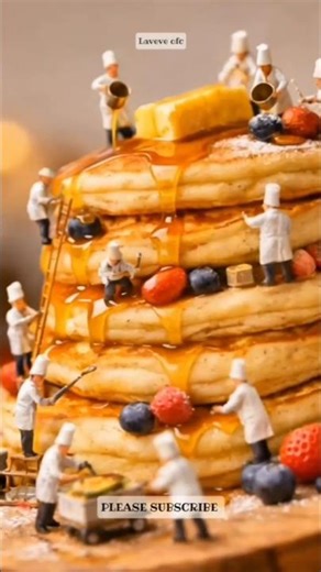 This Pancake Tower Is Too Big for Tiny Workers! 🥞👷🏻‍♂️ #shorts #pancake #tinyworkers