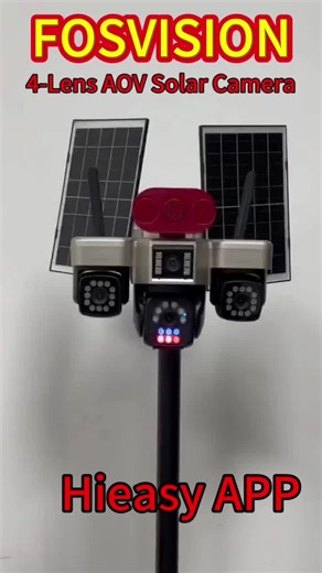 4Lens-AOV Solar Camera,24-hour recording,dual-light night vision,two way audio,6 pan/tilt control,Hieasy APP#cctv#security#solarcamera#4gsolarcamera #fosvision