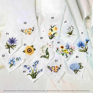 Custom Embroidered Handkerchief, Wedding Handkerchief Yellow and Blue, Floral Embroidery Handkerchief for Mother, Bride, or Grandmother - Etsy