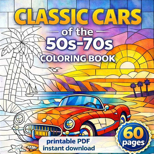 Old Car Coloring Book 50-70. Color by Puzzle Style. Instant Download & Printable PDF - Etsy Canada