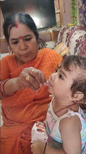 cute baby 👼 drinking syrup😎